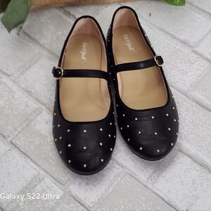 Black Studded Mary Jane Flats